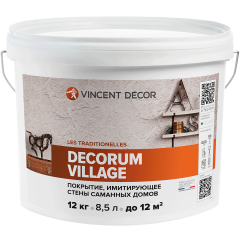 Декоративное структурное покрытие Vincent Decor Decorum Village / Винсент Декор Декорум Вилляж имитирующее стены саманных домов 12 кг